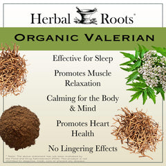 Packaging of Herbal Roots Valerian Root Capsules highlighting vegan, non-GMO status