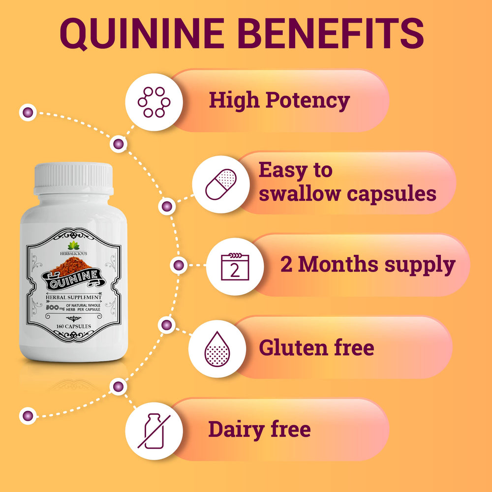 HERBALICIOUS Quinine Capsules with meal for convenient daily use.