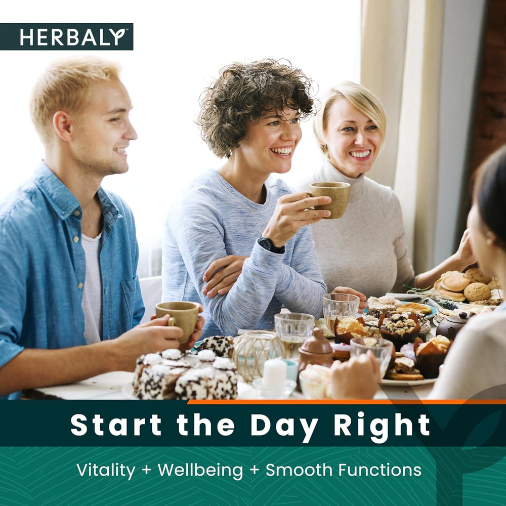 Herbaly Glucose Functional Tea cup with cinnamon and bitter melon hints.