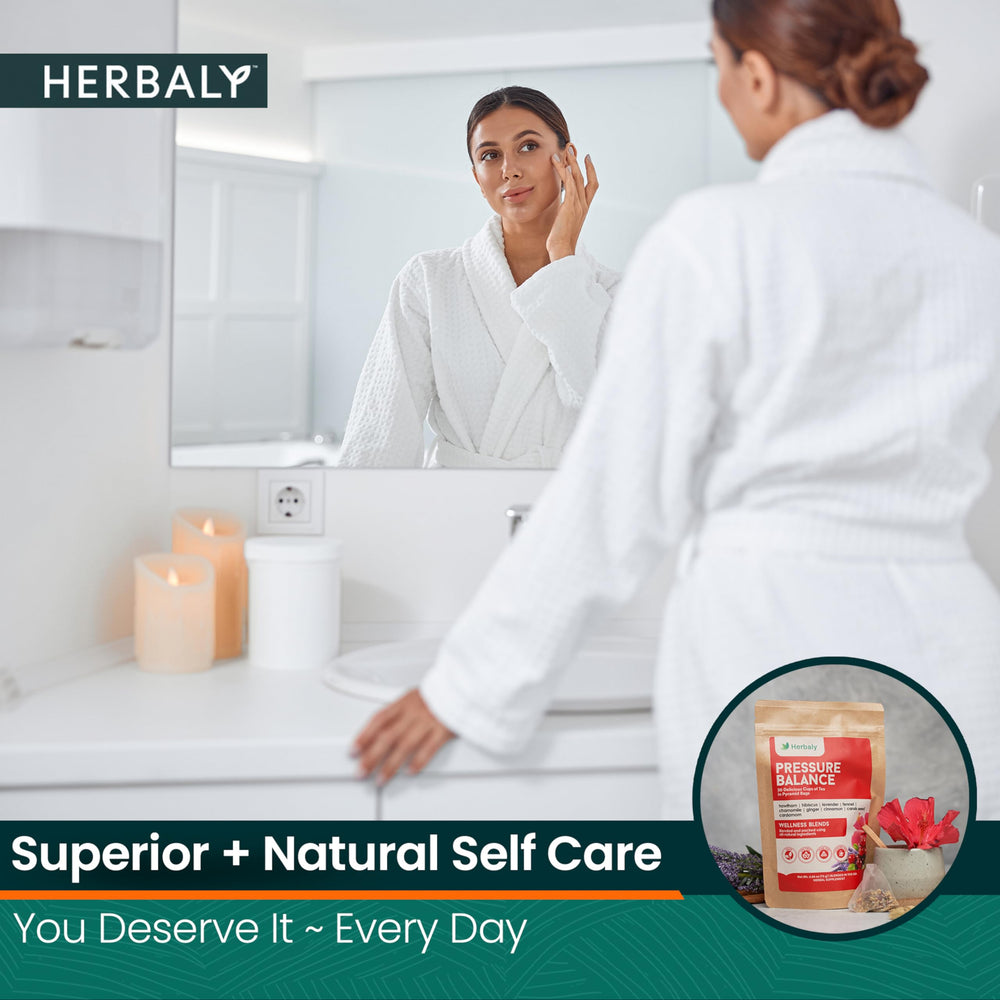 Herbaly Heart Tea steeping shows a caffeine-free, calming infusion for daily self-care.