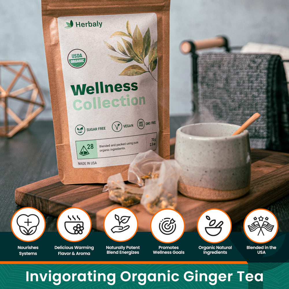 Herbaly Wellness Biodegradable pyramid sachet packaging demonstrates eco-friendly design
