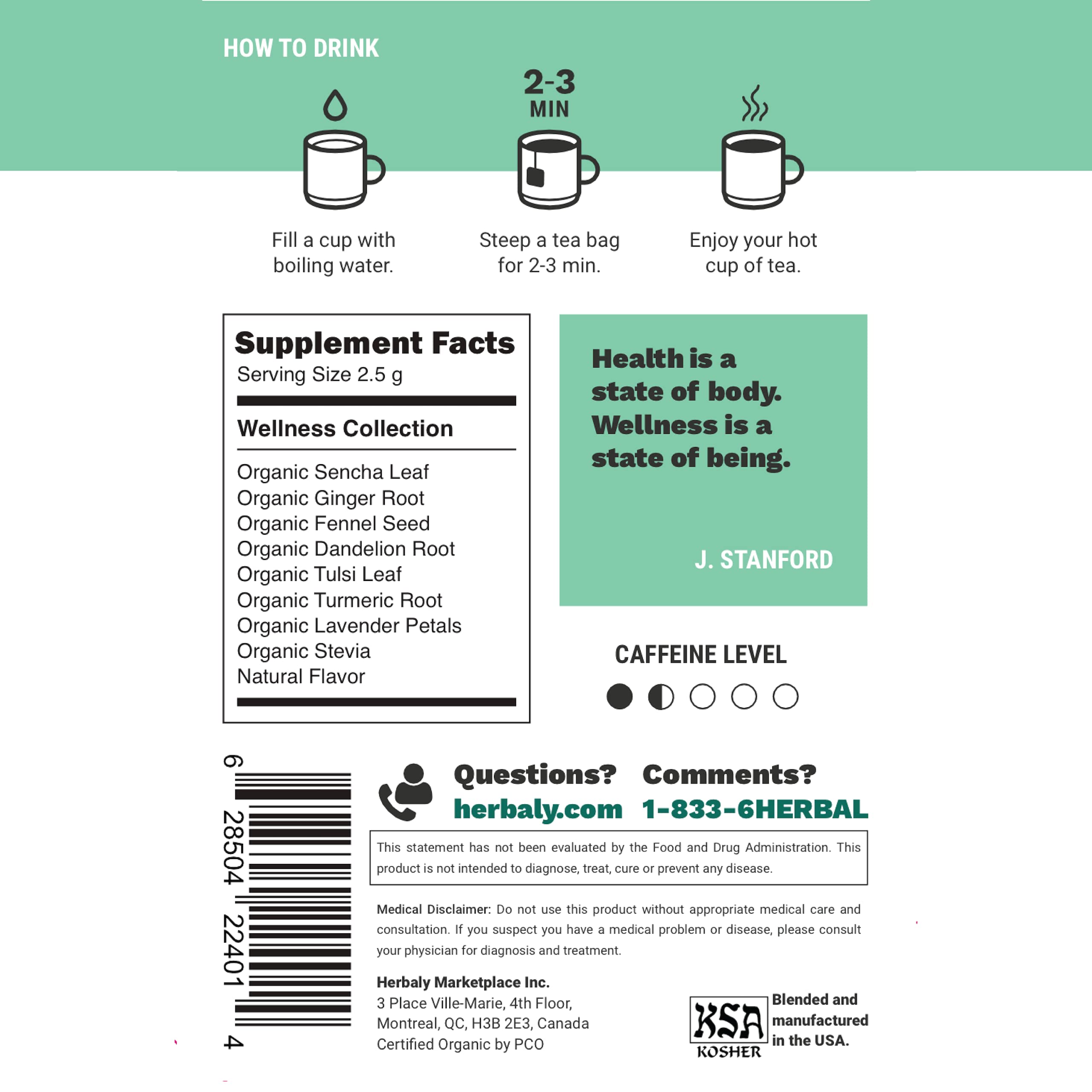 Herbaly Wellness Collection pyramid sachet closeup highlighting premium organic ingredients