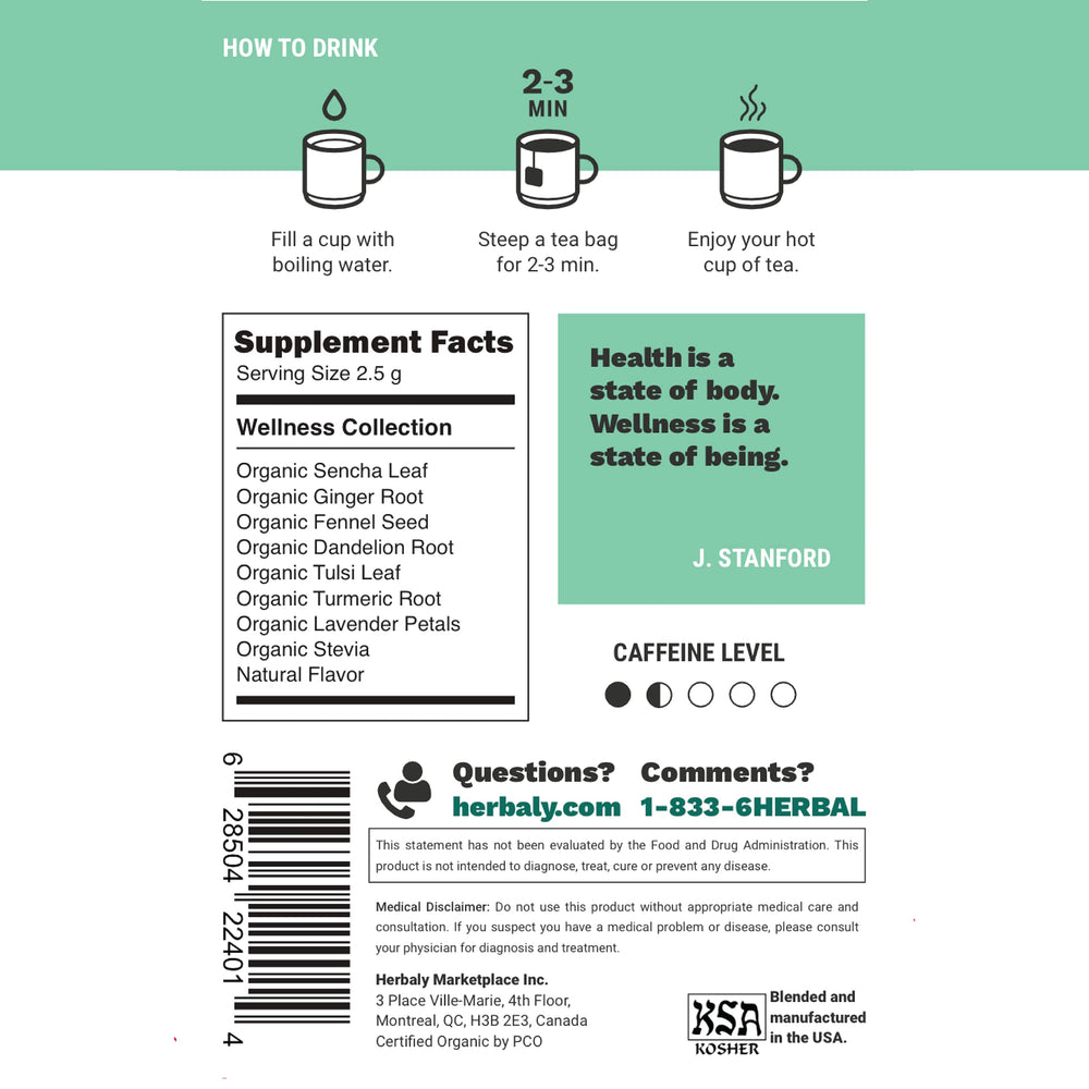Herbaly Wellness Collection pyramid sachet closeup highlighting premium organic ingredients