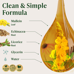 HERBAMAMA Mullein Drops label close-up highlighting vegan formula