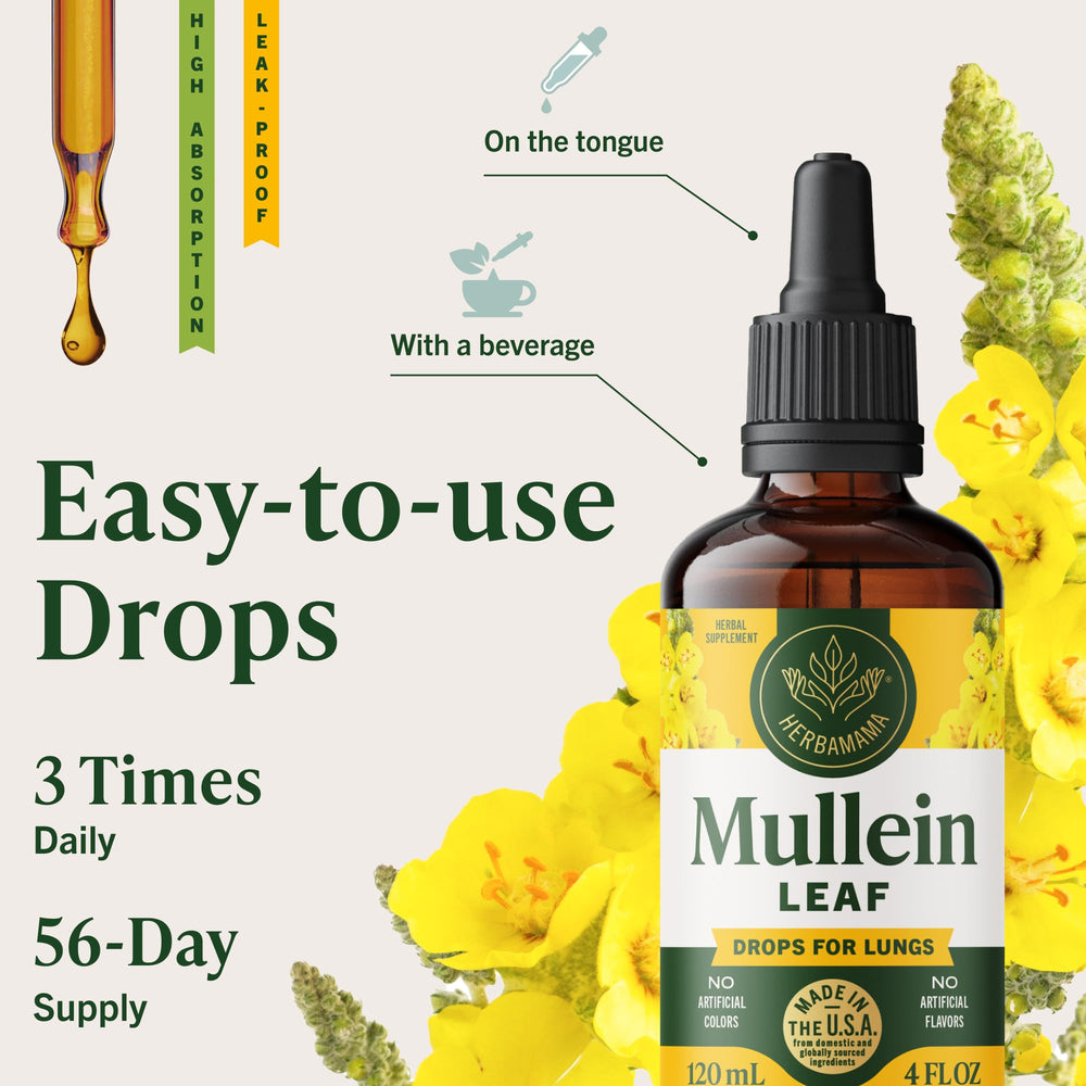 HERBAMAMA Mullein Drops shake-before-use action showing preparedness
