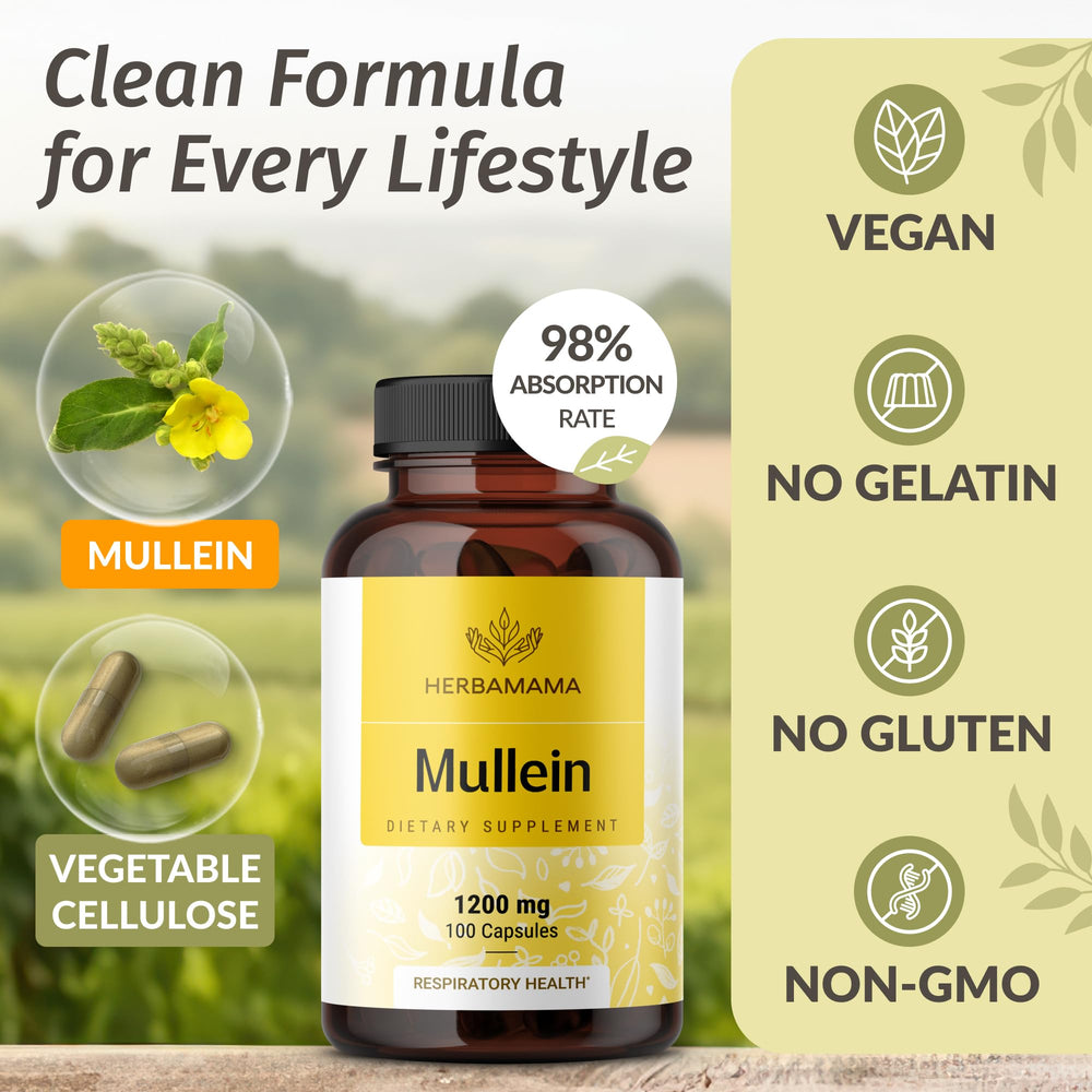 HERBAMAMA packaging label – vegan, non-GMO formulation confirmed.