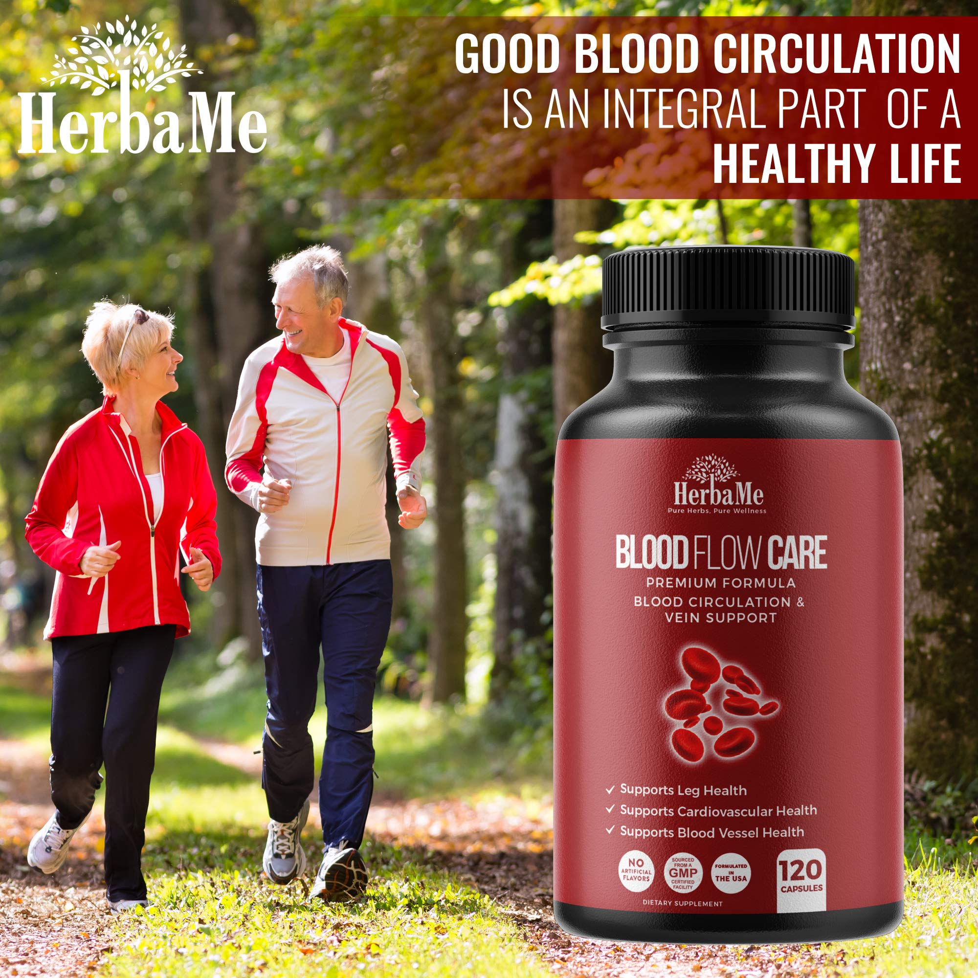 HerbaMe blood flow pills presented for proactive daily health and mobility.
