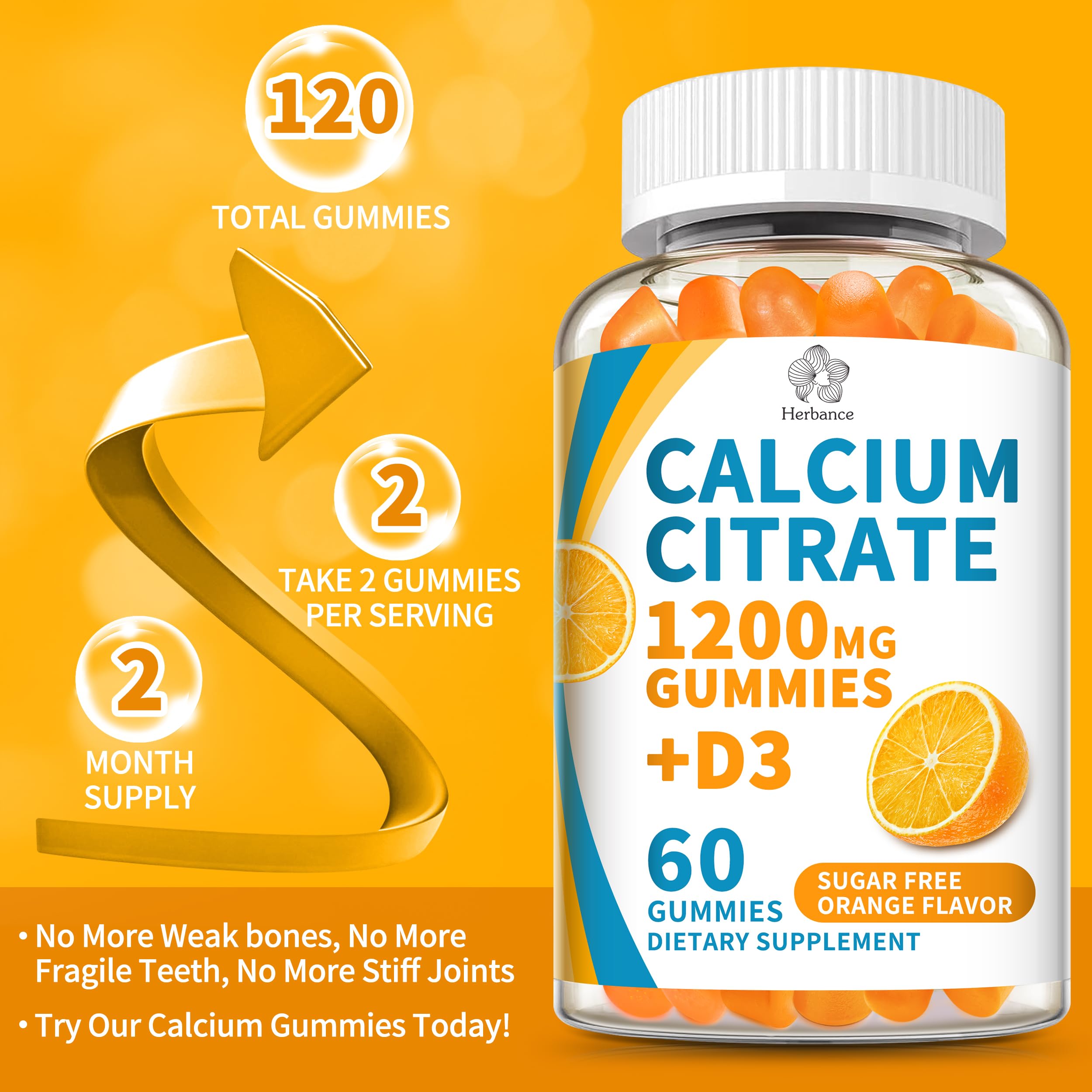 Herbance sugar-free orange gummies offer a tasty calcium option