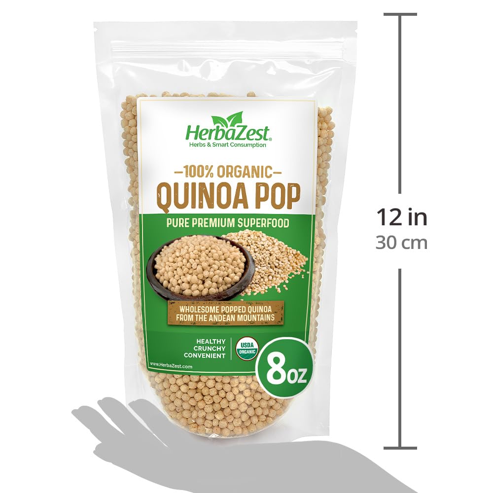 HerbaZest Quinoa Pop Organic kitchen scene shows a ready-to-use pantry staple.