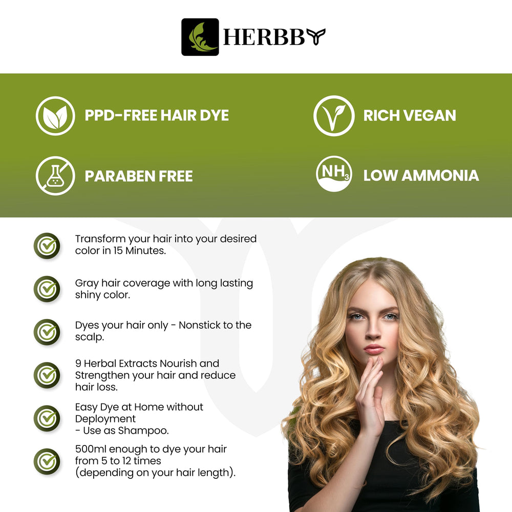 HERBBY gray hair coverage in-use application showing instant color and even results