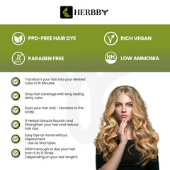 HERBBY gray hair coverage in-use application showing instant color and even results