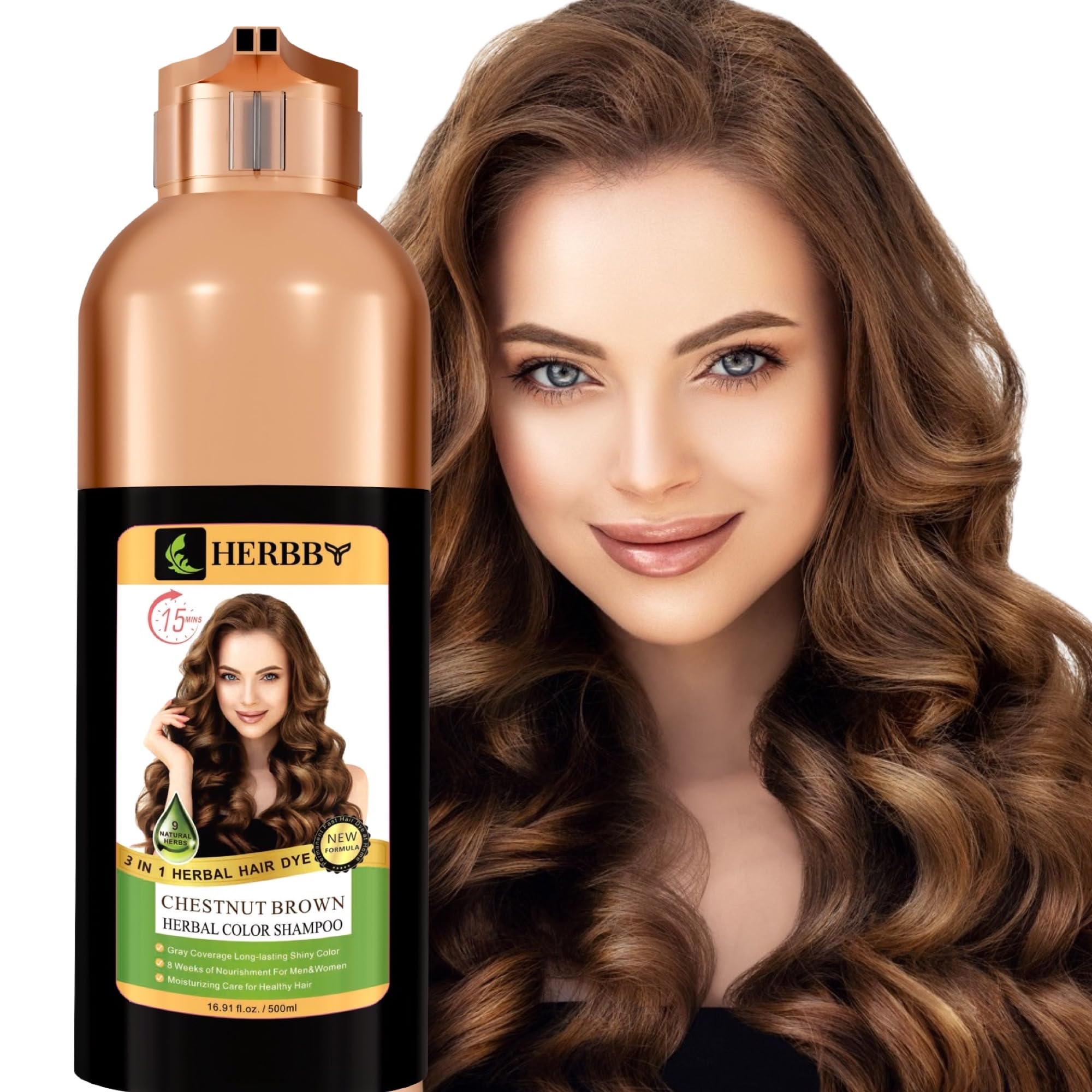 HERBBY gray hair coverage shampoo bottle pour for at-home use