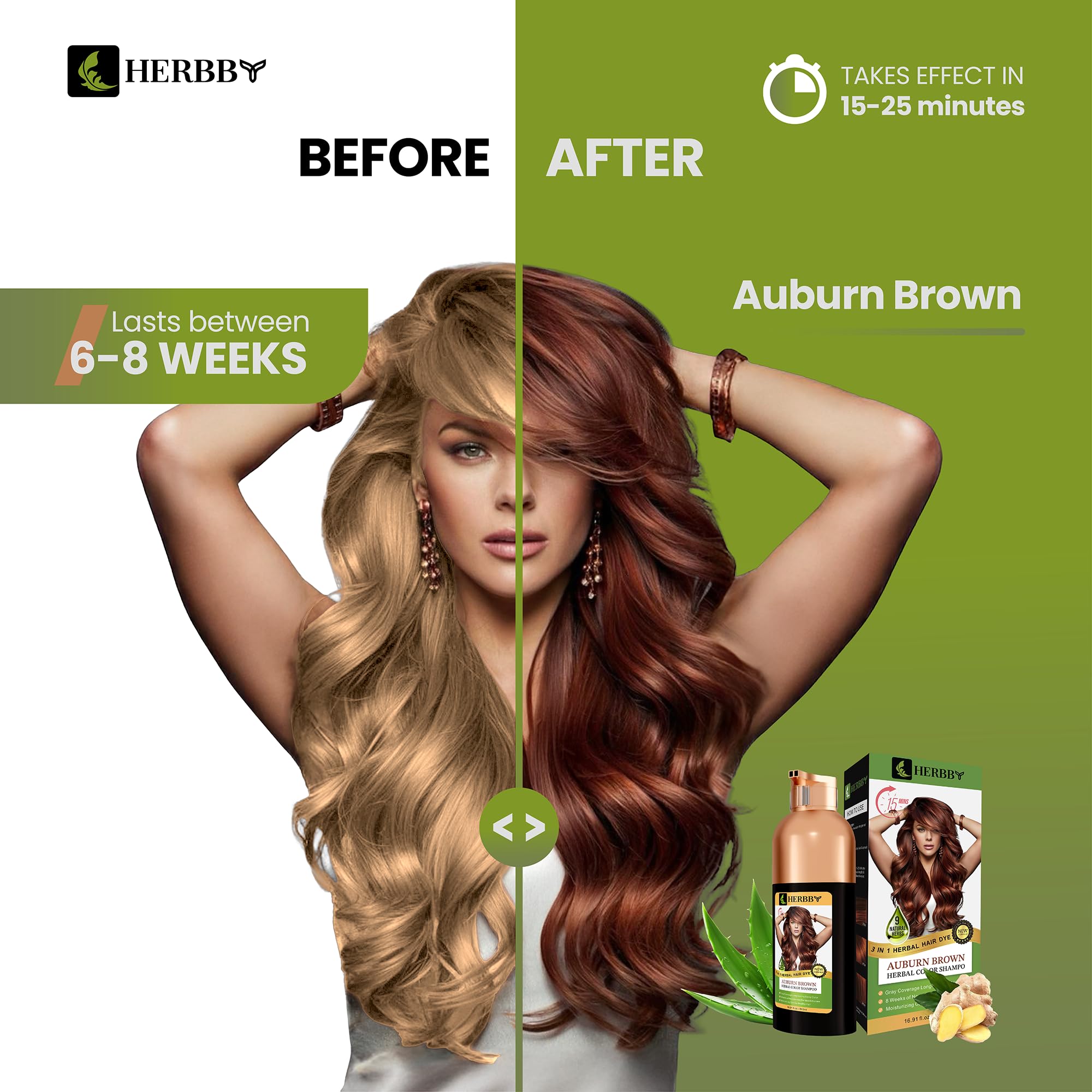 HERBBY color transformation shows smooth application on hair