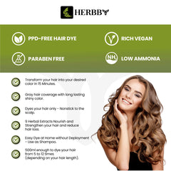 Herbby 9 herbal extracts ingredients panel highlights natural nourishment benefits.