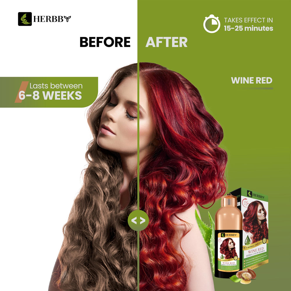 HERBBY shampoo with nine herbal extracts nourishes while coloring.