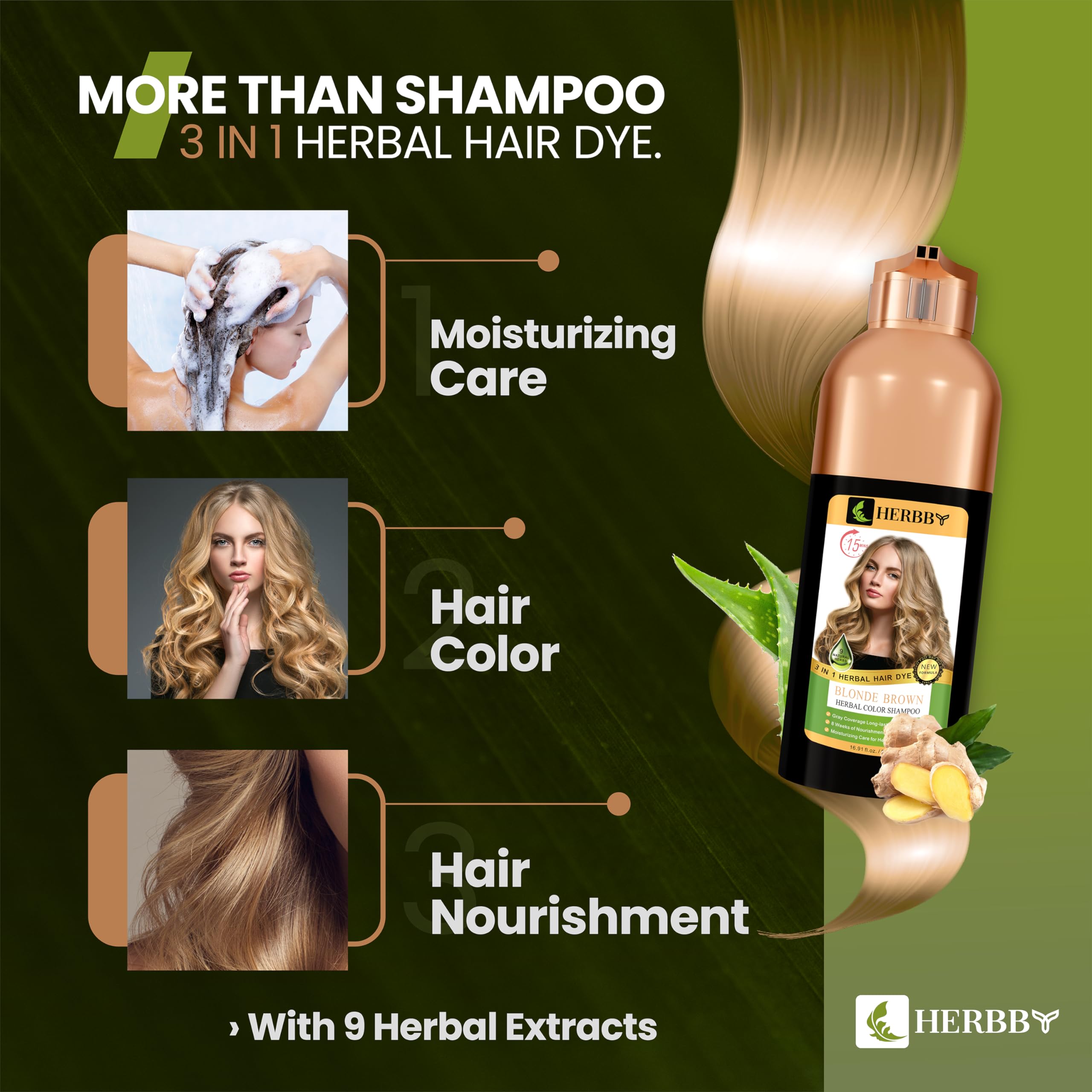 9 herbal extracts nourish scalp and strengthen hair fibers