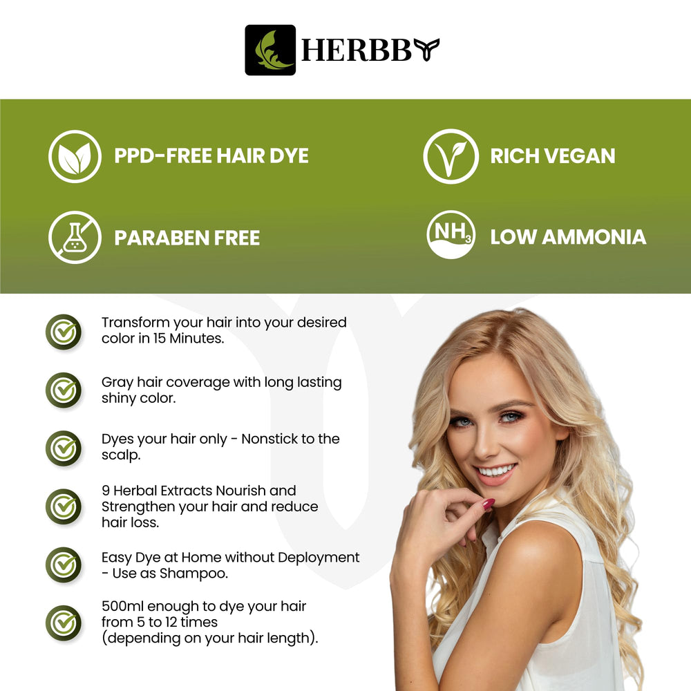 HERBBY shiny healthy-looking hair after dye for vibrant results
