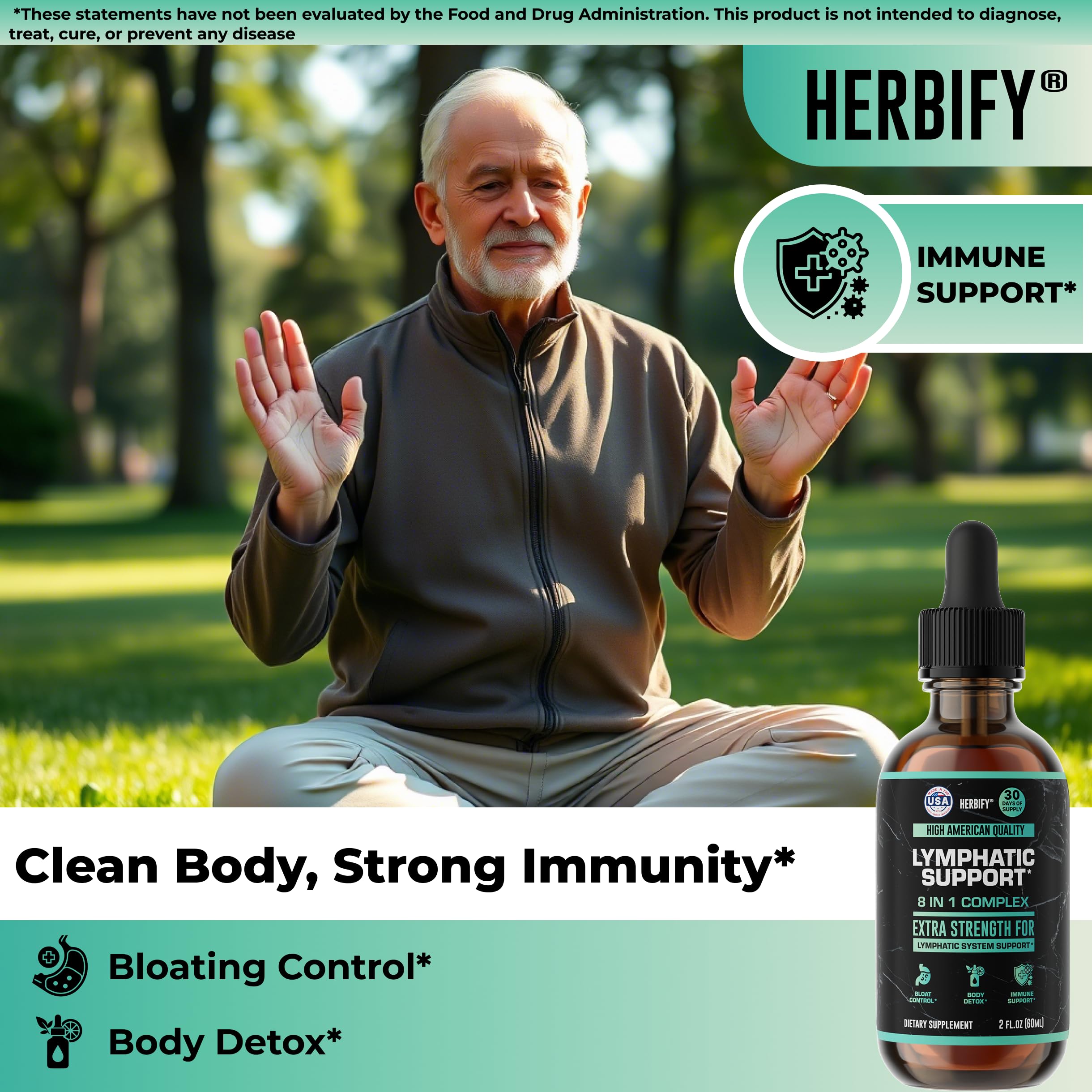 HERBIFY Lymphatic Drainage Drops ingredients elderberry and burdock blend for balance.