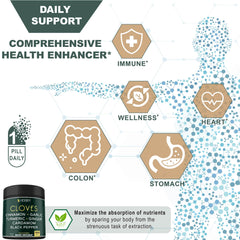 Herbpy 7in1 clove capsules in hand for easy daily wellness.