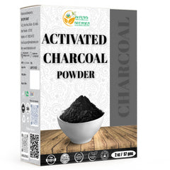 Herbs Botanica activated charcoal powder packaging in a resealable bag for easy storage.