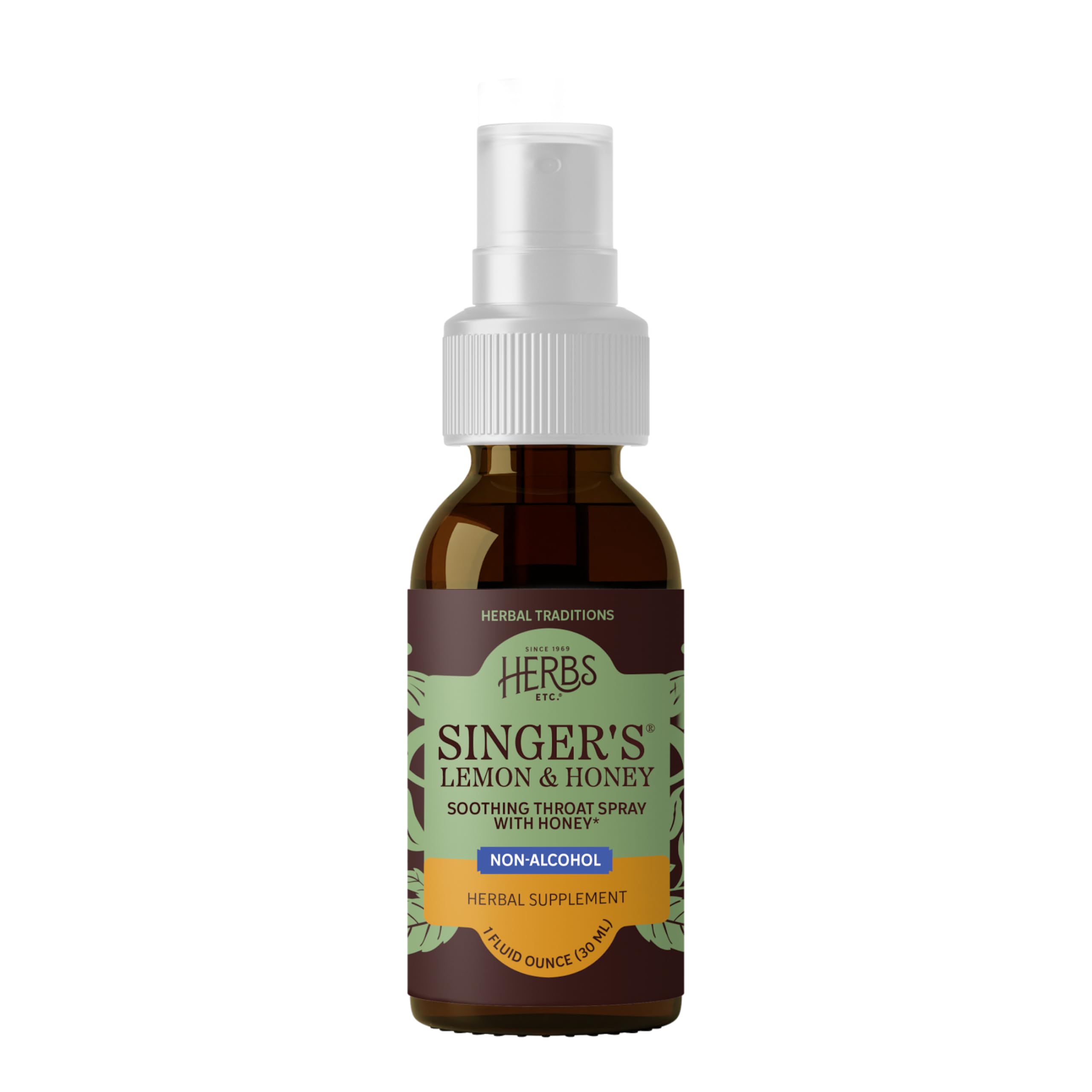 Herbs Etc. Singer's Saving Grace lemon-honey spray bottle for throat relief on stage.