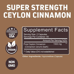 Herbtonics 1500mg cinnamon capsules closeup highlights premium quality.