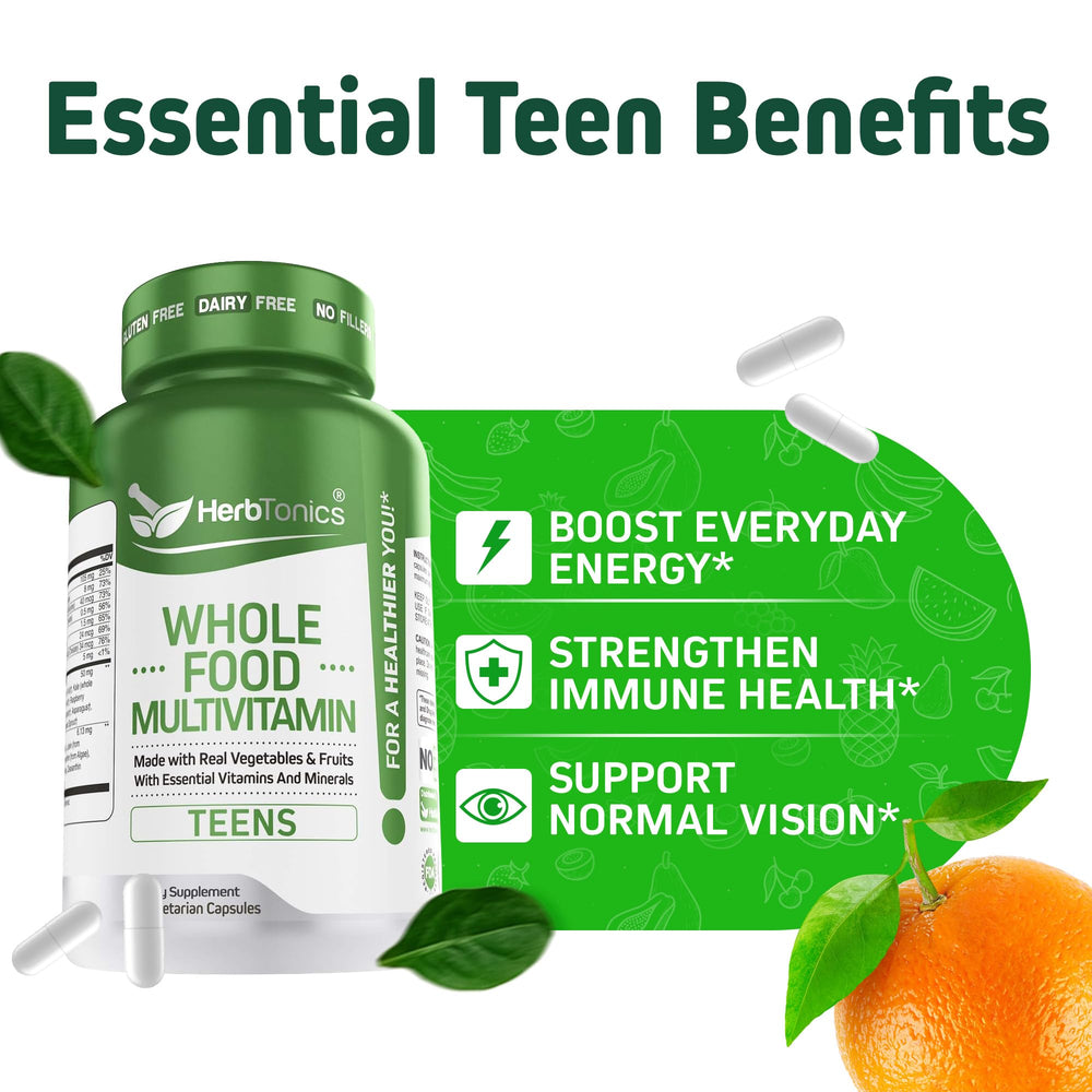 Herbtonics 62-superfood blend ingredients highlight whole-food nutrients for teens.