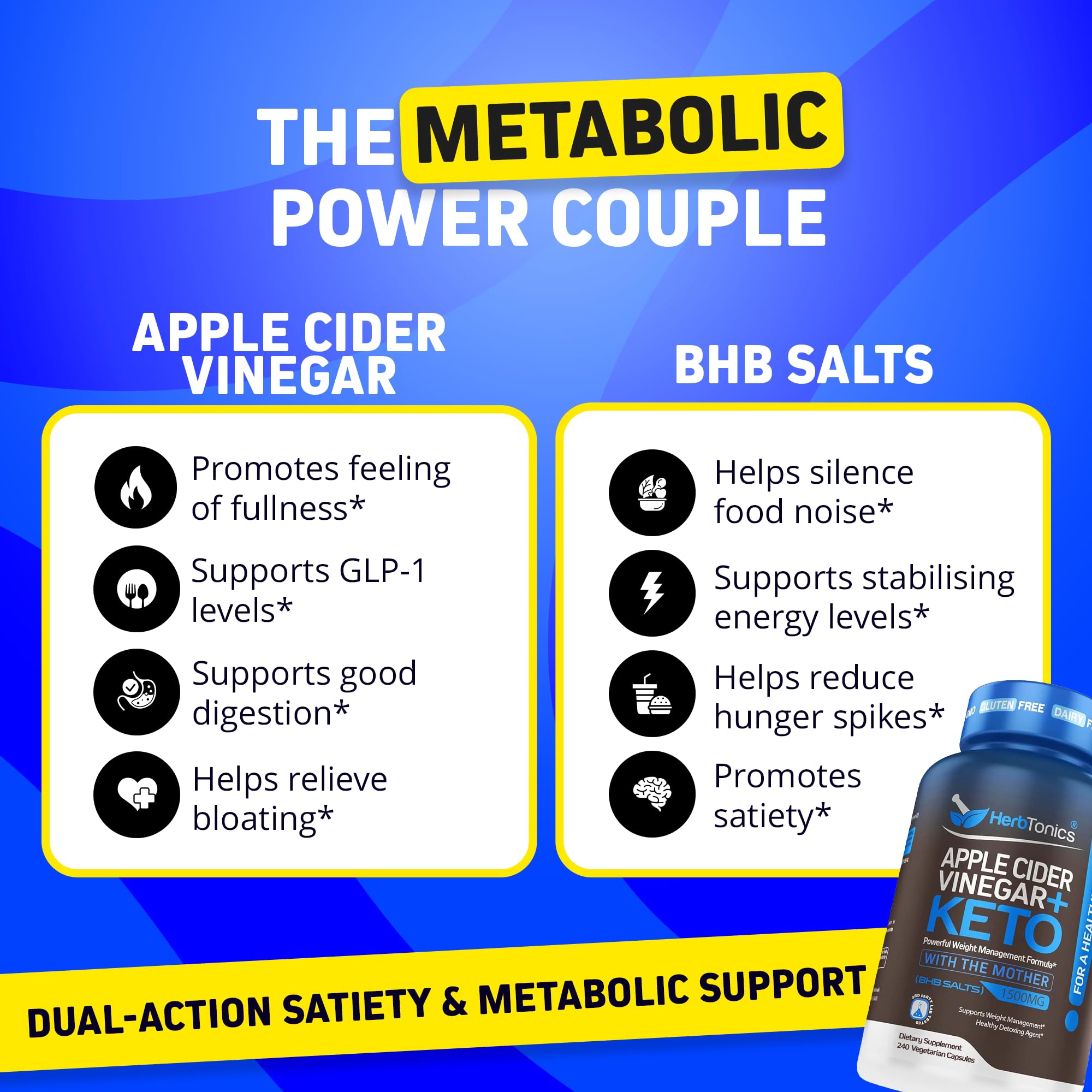 Herbtonics capsules beside a glass of water for easy daily dosing.