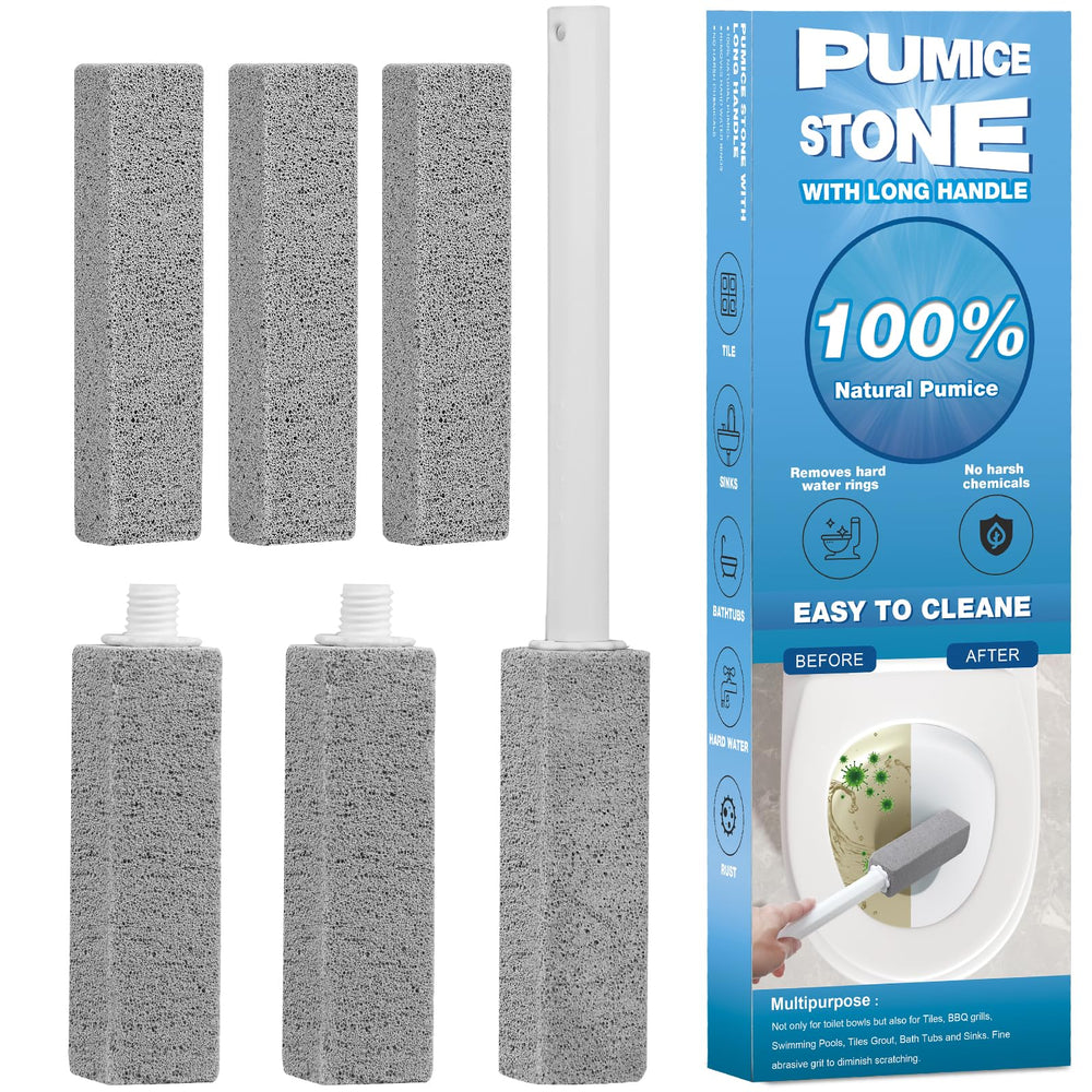 Herda pumice set with handle for easy cleaning of tough bathroom stains.