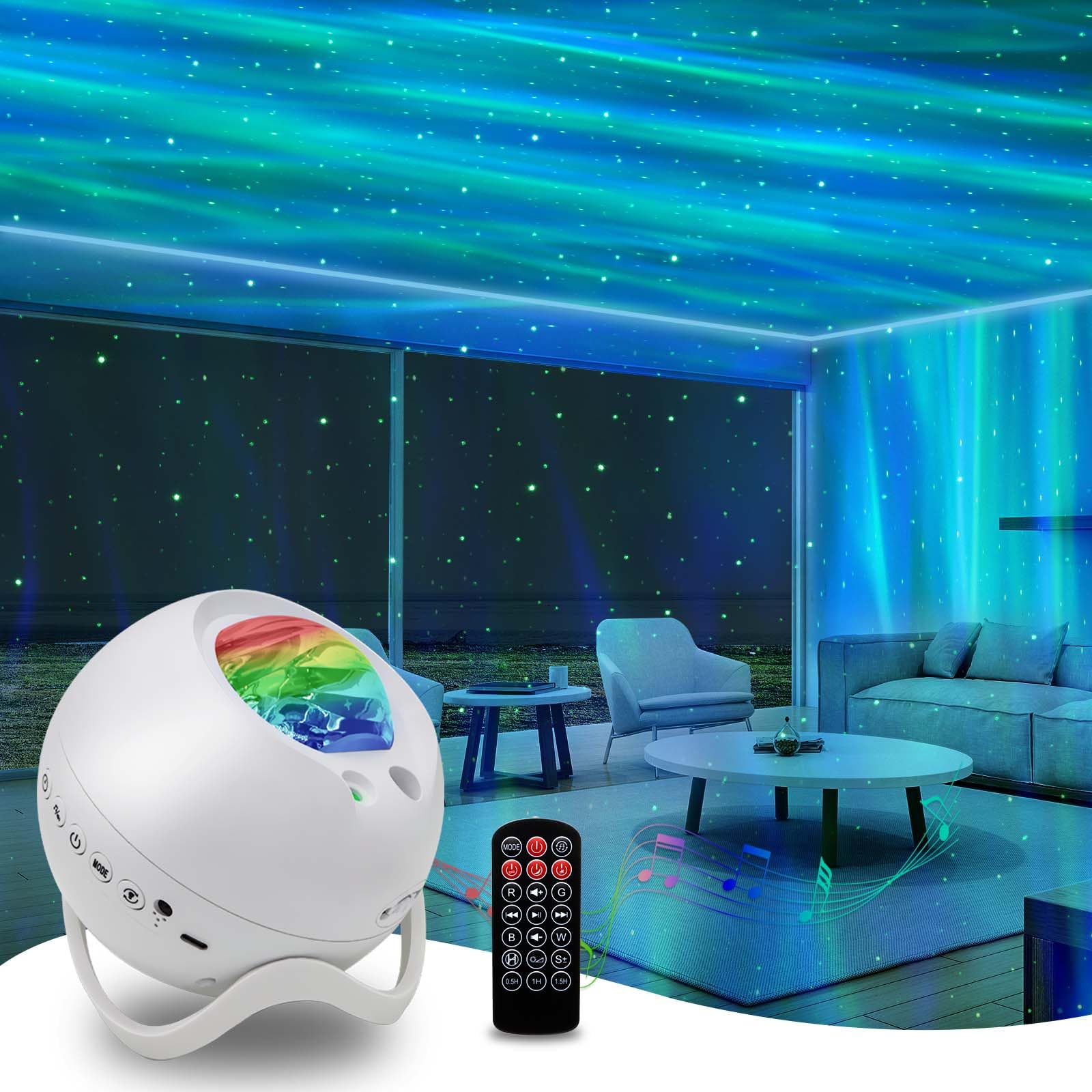 HERHOTER Star Projector with aurora display for immersive wall lighting