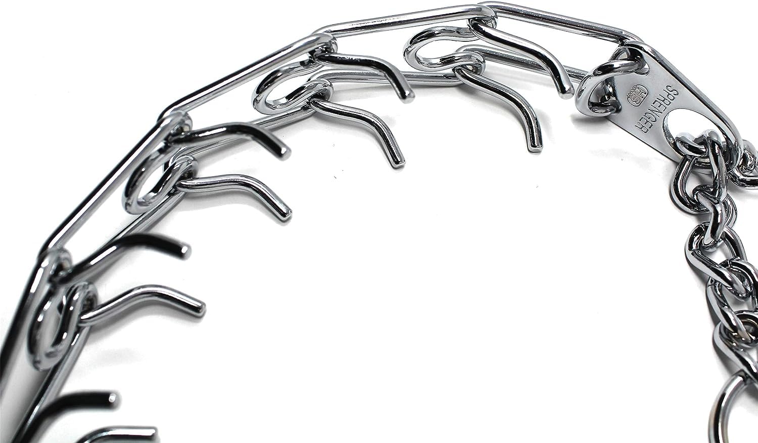 Interlocking links with blunt prongs promote consistent control during training.