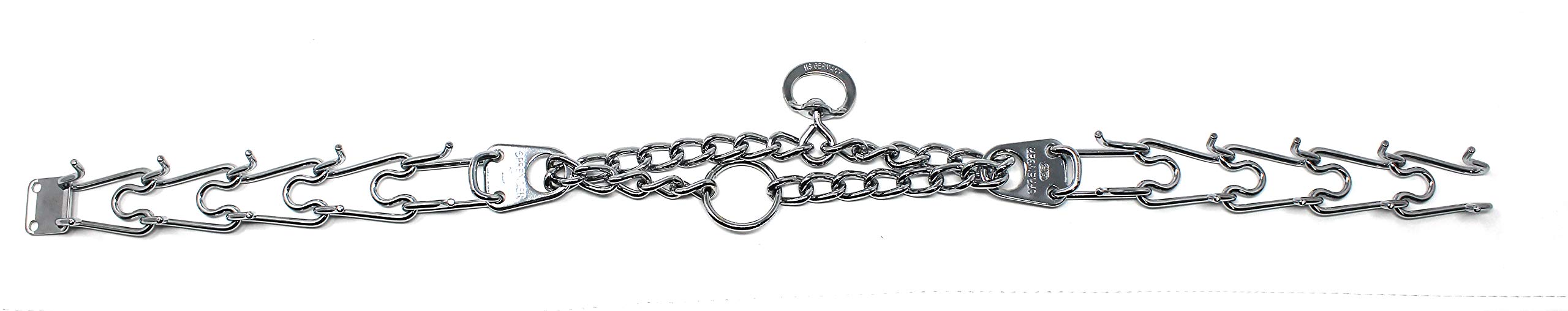 Removable links show how to tailor collar length.