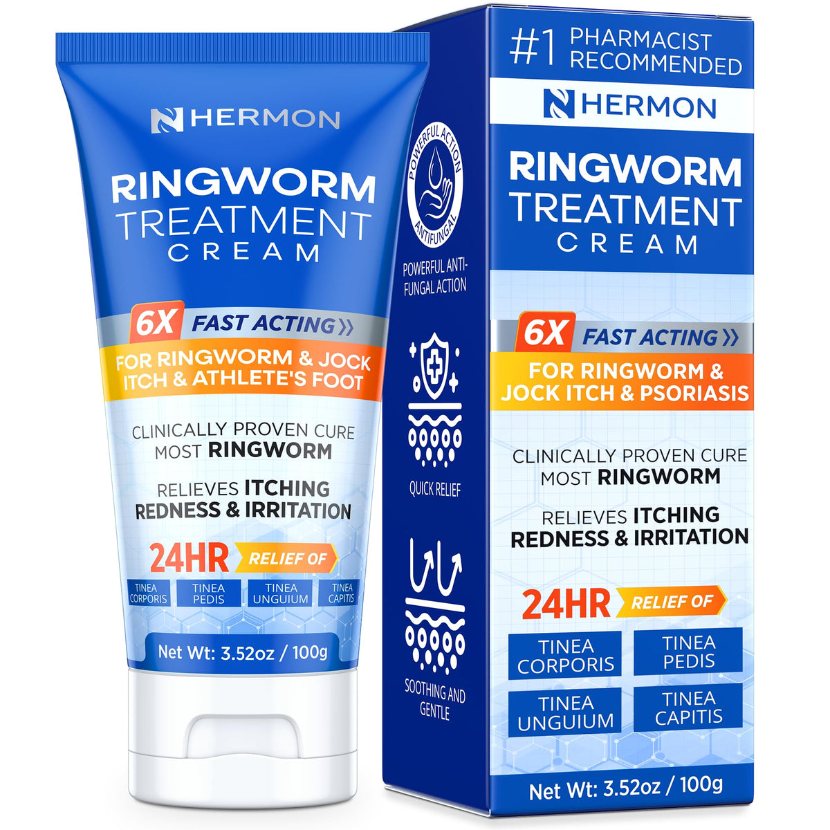 Hermon Antifungal Cream tube closeup for easy daily application.
