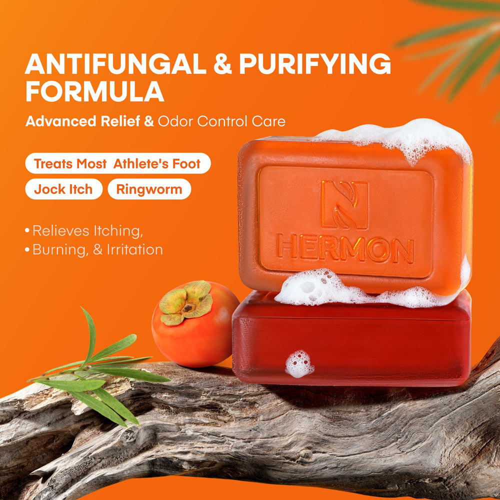 Hermon Antifungal Soap Bar closeup featuring tea tree oil and soothing cleansing.
