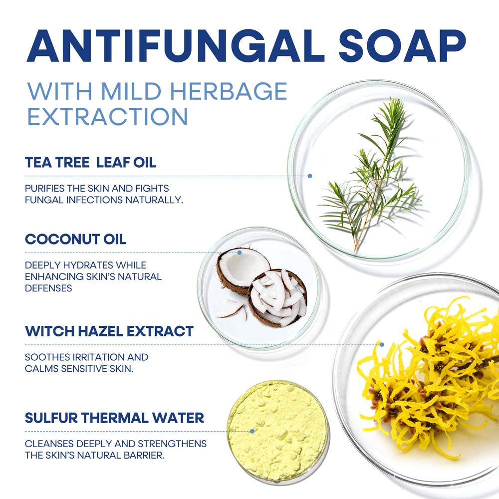 Hermon Antifungal Soap tea tree oil bottle for targeted skin protection after workouts