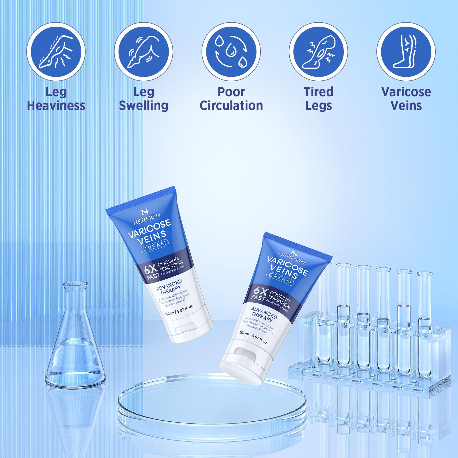 Cooling sensation from the botanical blend in Hermon Diosmin Legs Gel Cream.