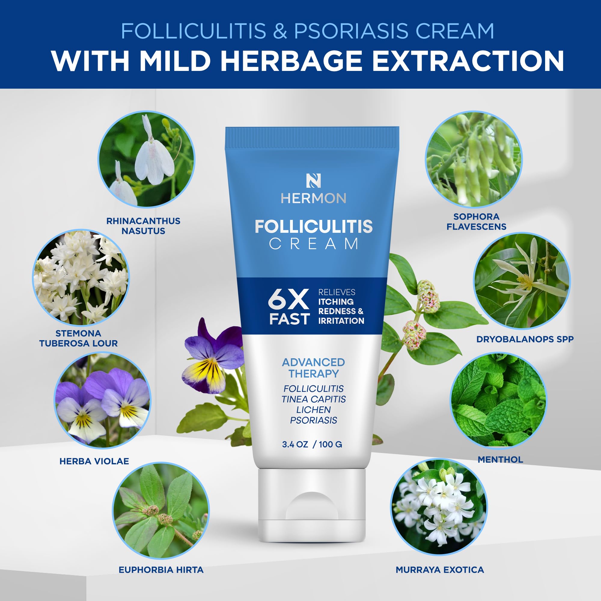 Applying Hermon Folliculitis Cream on the arm for gentle care.