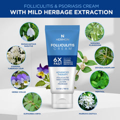 Applying Hermon Folliculitis Cream on the arm for gentle care.