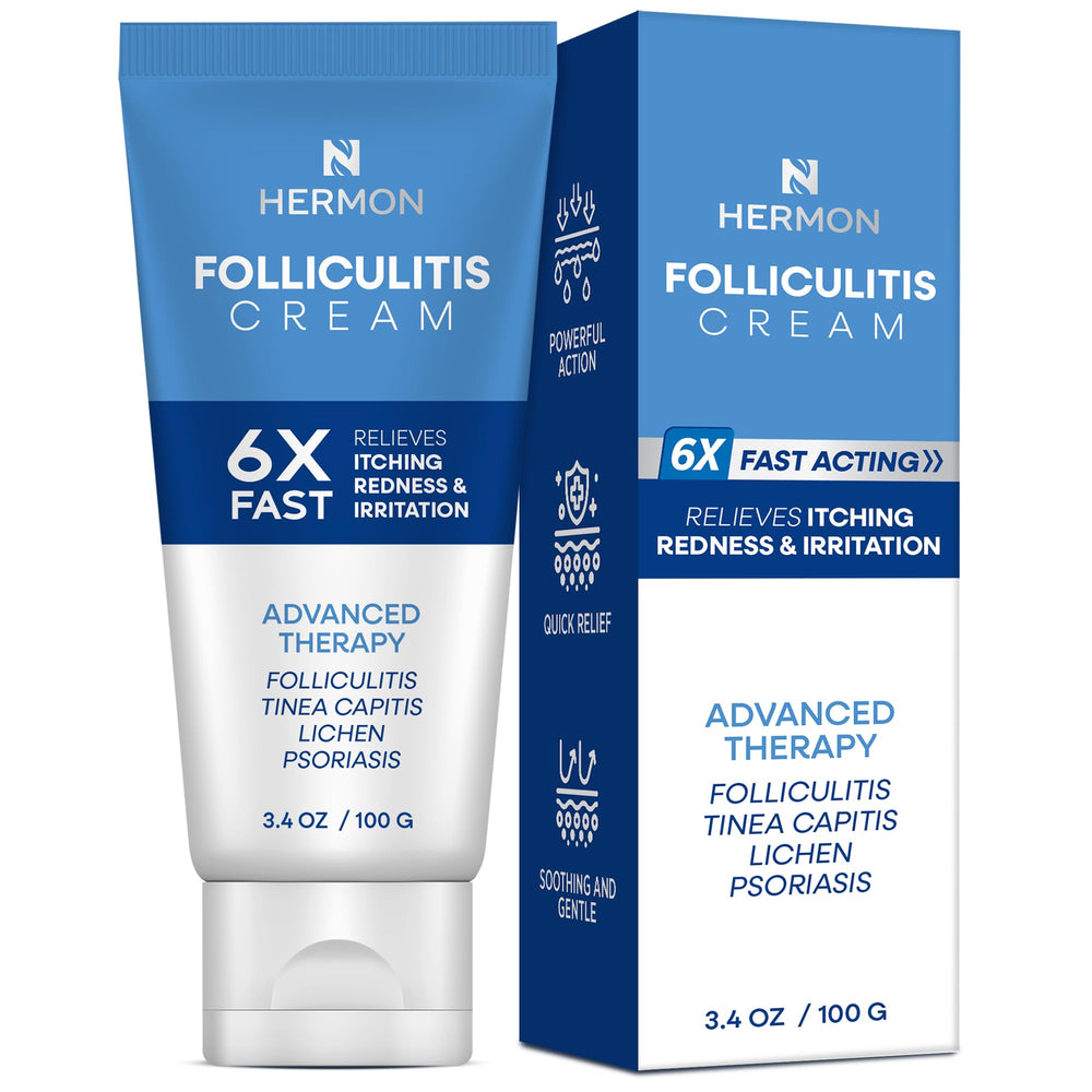 Hermon Folliculitis Cream packaging for convenient at-home use.