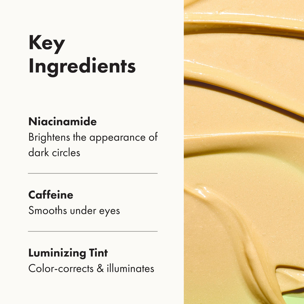 Bright Eyes tinted formula adds luminous warmth to the eye contour.