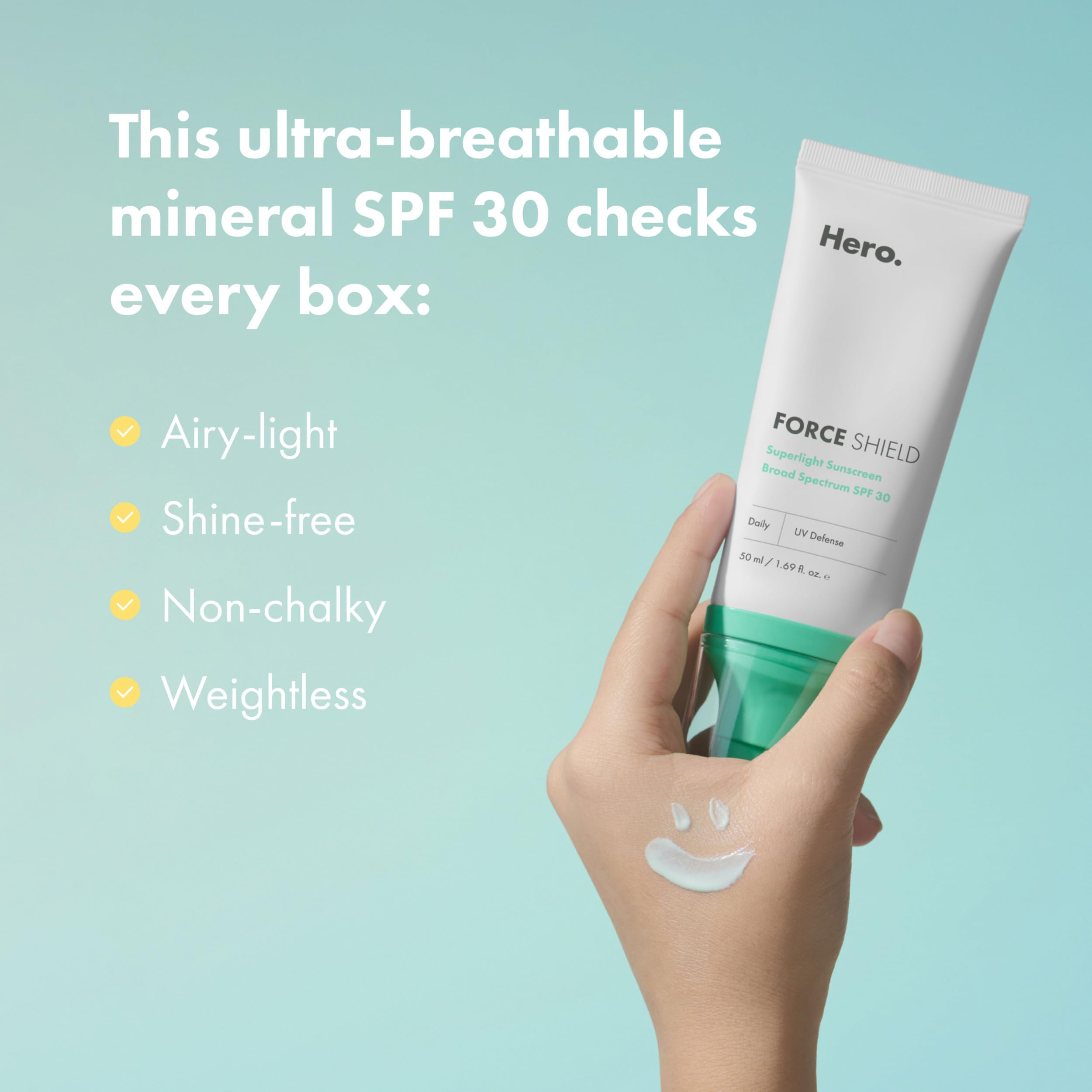 Force Shield texture close-up reveals a weightless gel-cream finish.