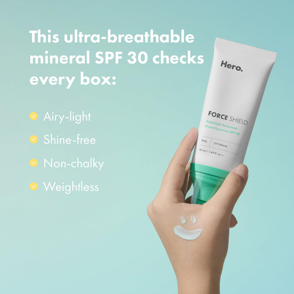 Force Shield texture close-up reveals a weightless gel-cream finish.