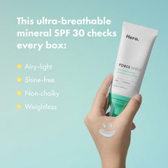 Force Shield texture close-up reveals a weightless gel-cream finish.