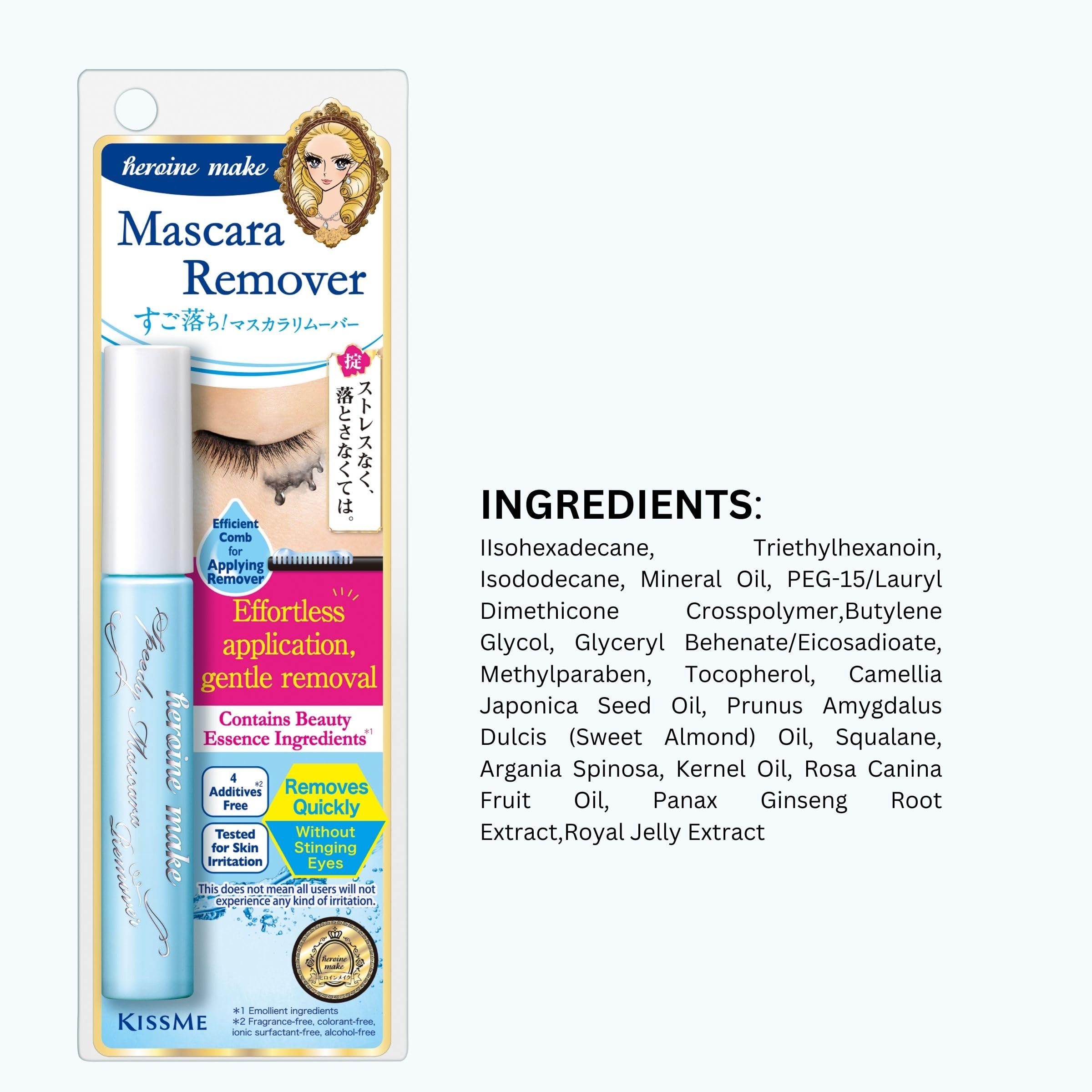 Daily-use friendly remover supports delicate eye care with Heroine Make.