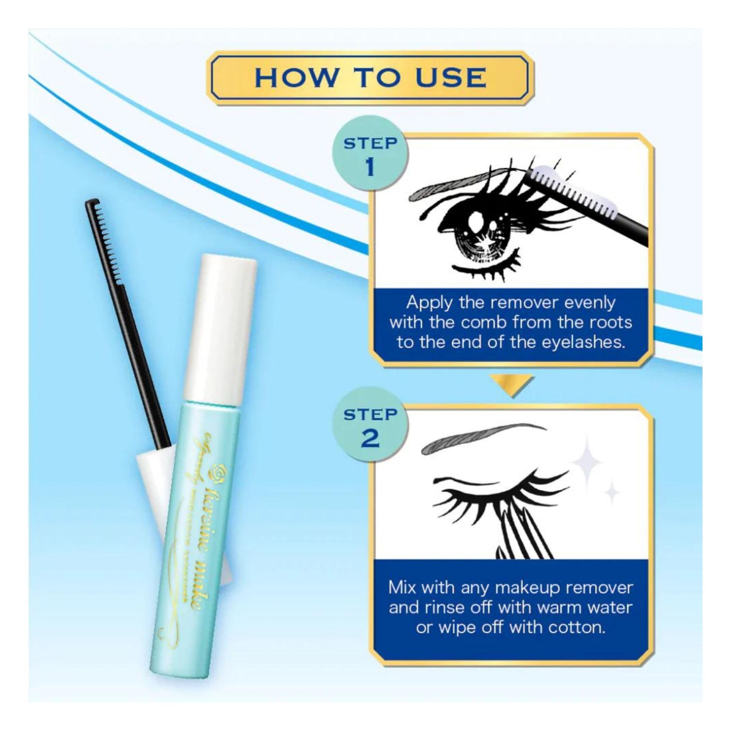 Close-up of gentle eye-area cleanse shown with Heroine Make.