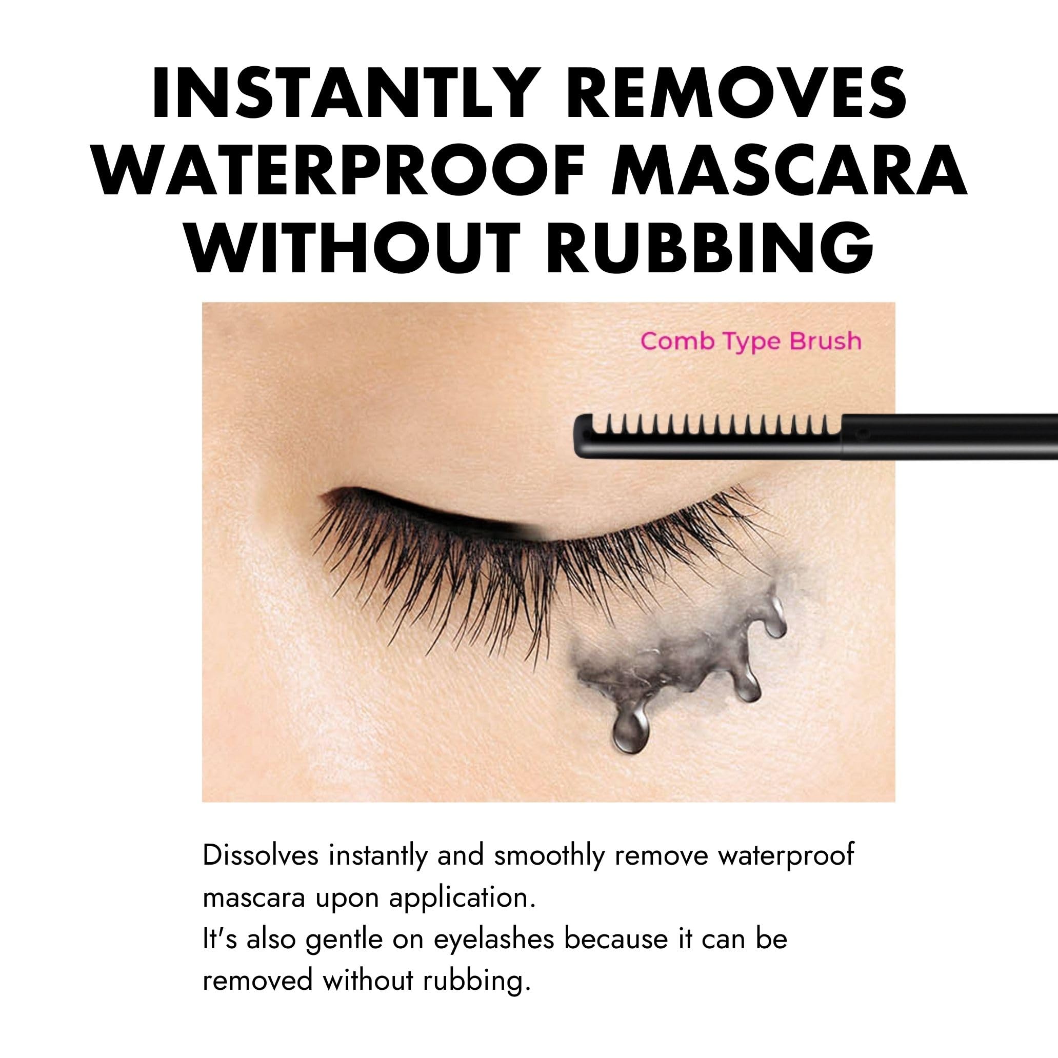 Heroine Make Speedy Mascara Remover lashes before removal, ready for gentle cleansing.