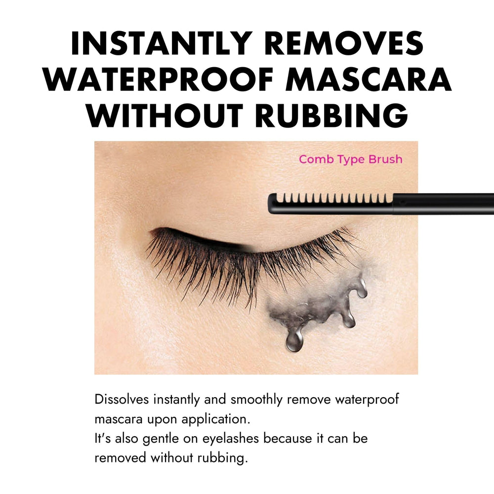 Heroine Make Speedy Mascara Remover lashes before removal, ready for gentle cleansing.