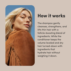 Hims Biovolume-128 shampoo ingredients close-up highlighting moisture balance for healthier-looking hair.
