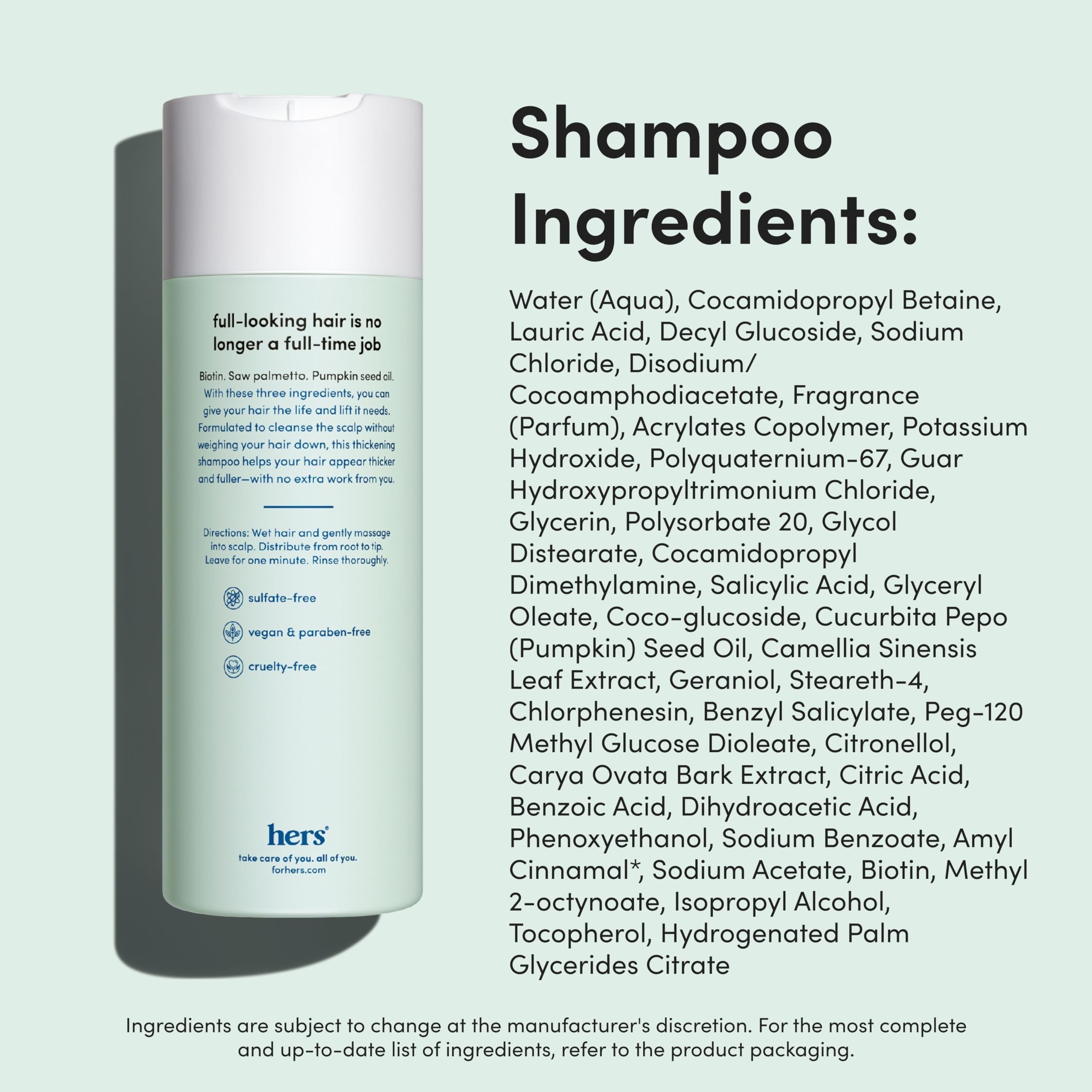hers color-safe formula badge on bottle emphasizes gentle cleansing