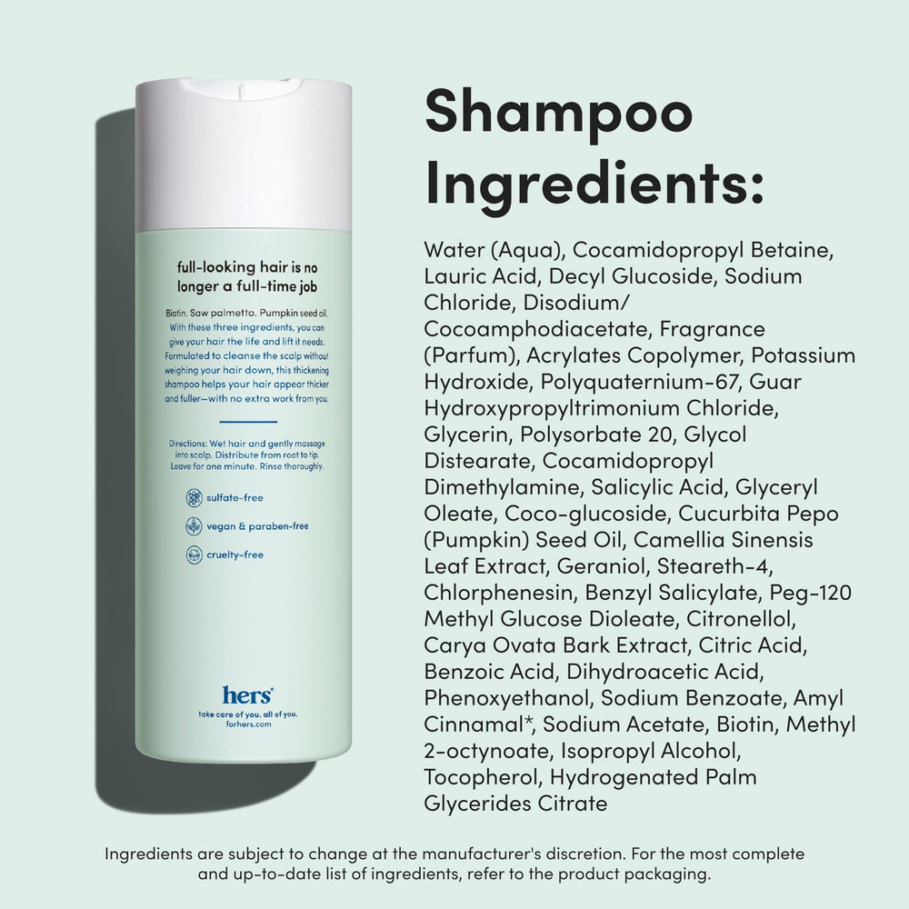 hers color-safe formula badge on bottle emphasizes gentle cleansing